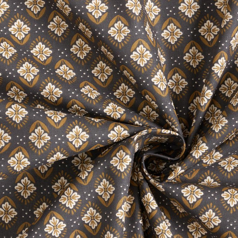 tessuto in cotone cretonne Piastrelle fiorite – granito,  image number 3