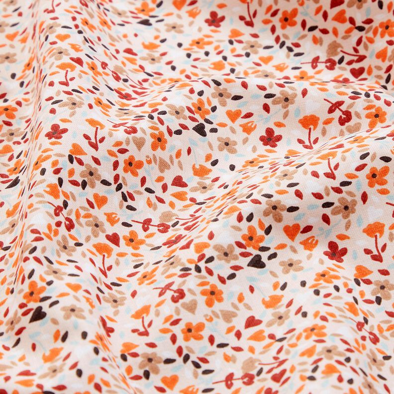 tessuto in cotone cretonne fiori sparsi – rosé/arancio pesca,  image number 2