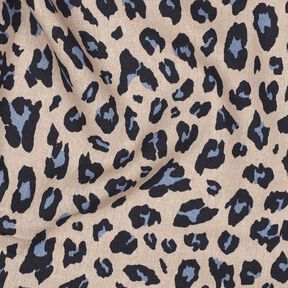 misto lino viscosa stampa leopardata | Poppy Fabrics &ndash; anacardo/blu notte, 