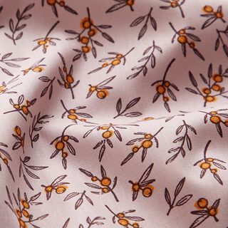 popeline di cotone, rami con bacche – rosé, 