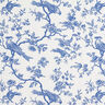 tessuto in cotone cretonne Uccelli – blu reale/bianco lana,  thumbnail number 1
