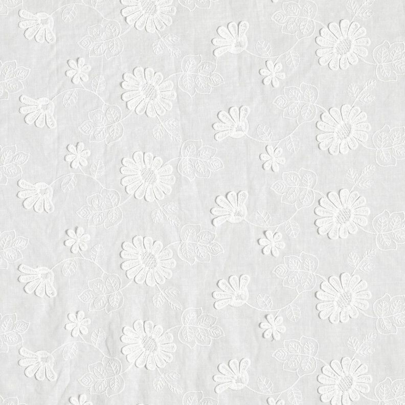 fine batista di cotone Margherite Tridimensionali – bianco,  image number 1