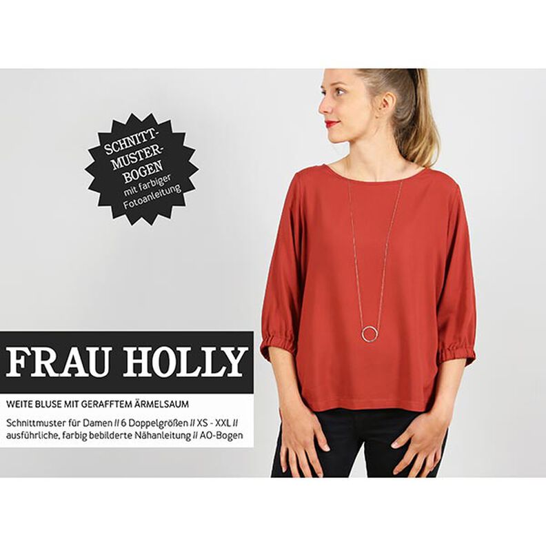 FRAU HOLLY - blusa ampia con fondo manica arricciato, Studio Schnittreif  | XS -  XXL,  image number 1