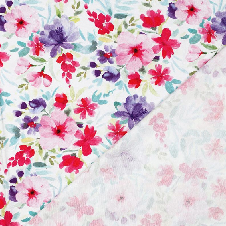 jersey di cotone Fiori estivi in stampa digitale – bianco/rosa fucsia acceso,  image number 4