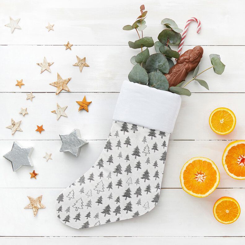 tessuto arredo Jacquard Abeti luccicanti – antracite/argento,  image number 5