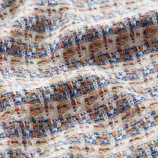 tweed in cotone, quadri colorati – bianco lana/blu, 