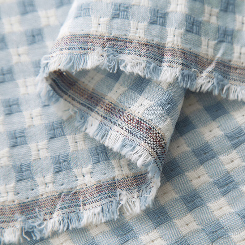 Tessuto in cotone a quadri strutturati – bianco/azzurro,  image number 3