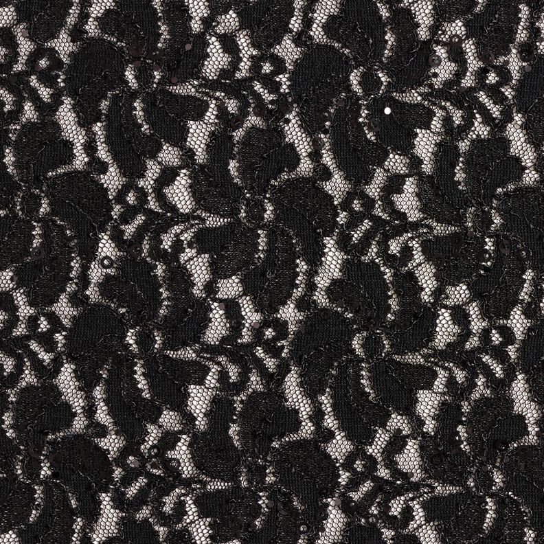 Fiori di paillettes di pizzo – nero,  image number 1