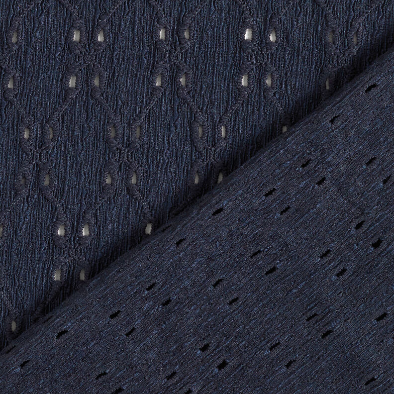Maglia effetto Krinkle con ricamo inglese – blu notte,  image number 4