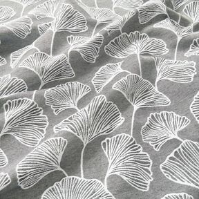 tessuto arredo Jacquard Grande ginkgo – granito/avorio, 