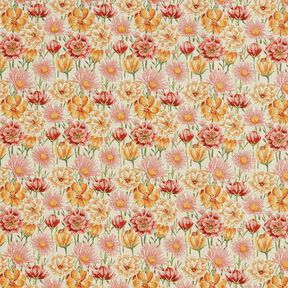 tessuto arredo gobelin Fiori di campo – beige chiaro/rosso carminio, 