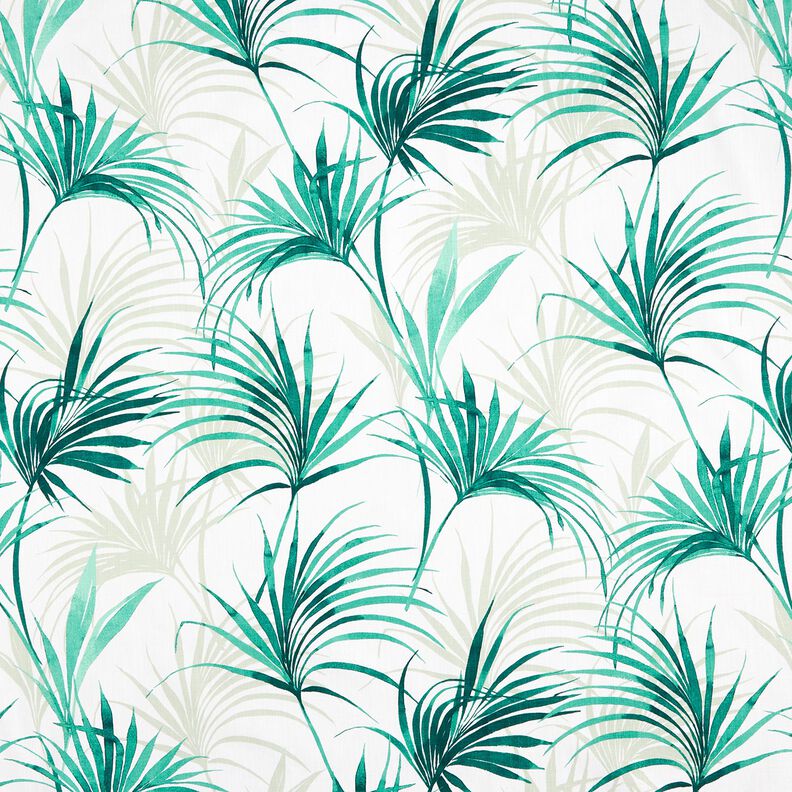 tessuto arredo panama Fronda di palma – bianco/verde smeraldo, image number 1