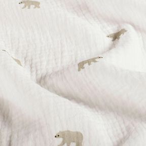 mussolina / tessuto doppio increspato Orso bianco – bianco, 