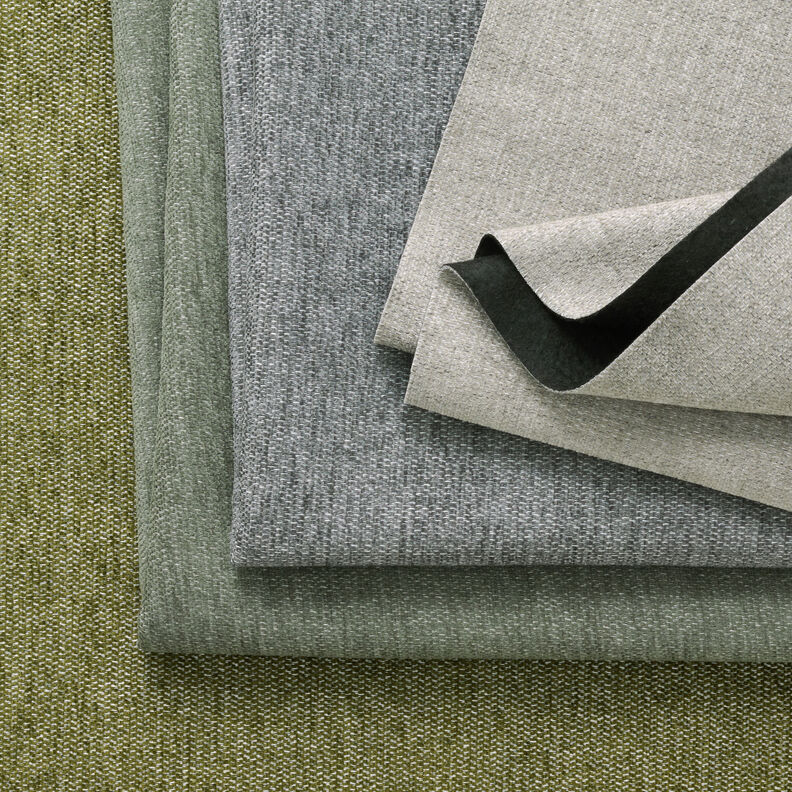tessuto da tappezzeria ciniglia mélange – verde oliva scuro/grigio argento, image number 5