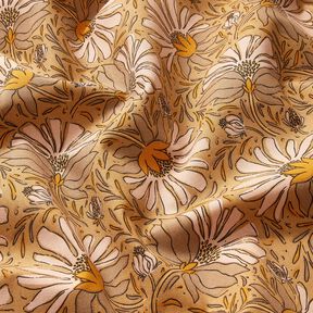 tessuto arredo mezzo panama grandi fiori – beige scuro/giallo curry, 