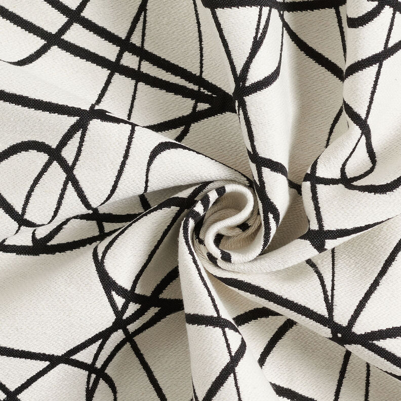 tessuto arredo Jacquard Linee astratte – avorio/nero,  image number 4