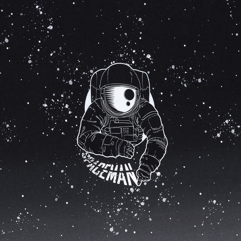 French terry taglio di tessuto Spaceman | Glitzerpüppi – nero/bianco, image number 7