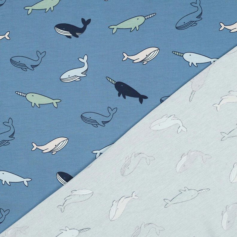 jersey di cotone Grazione balene | Poppy Fabrics – grigio blu/blu marino,  image number 4