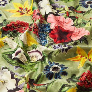 velluto arredo Fiori vintage – verde/rosa anticato, 