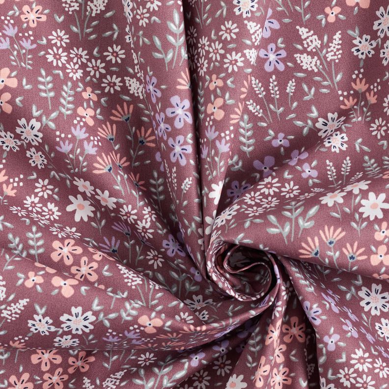 cotone rivestito Prato fiorito variopinto – rosa antico scuro/bianco,  image number 4