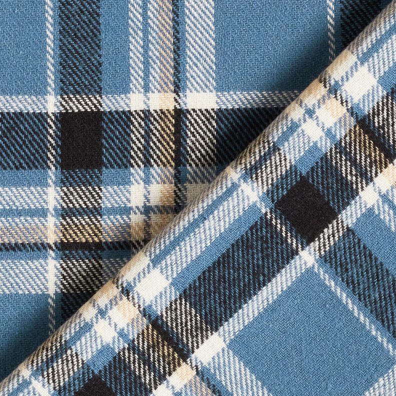 flanella di cotone quadri – colore blu jeans/nero,  image number 4