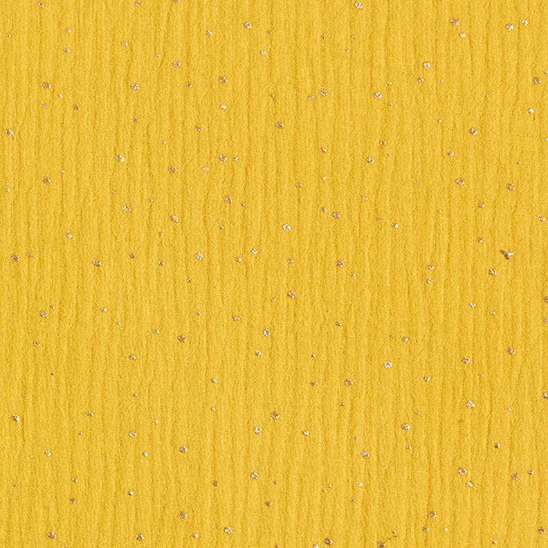 mussola di cotone, macchie dorate sparse – curry/oro,  image number 1