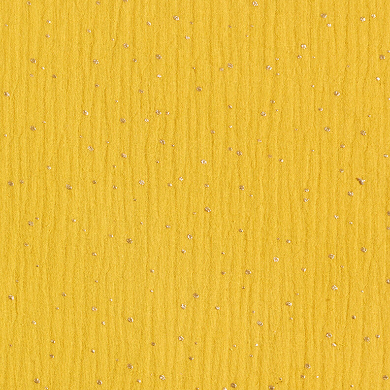 mussola di cotone, macchie dorate sparse – curry/oro,  image number 1