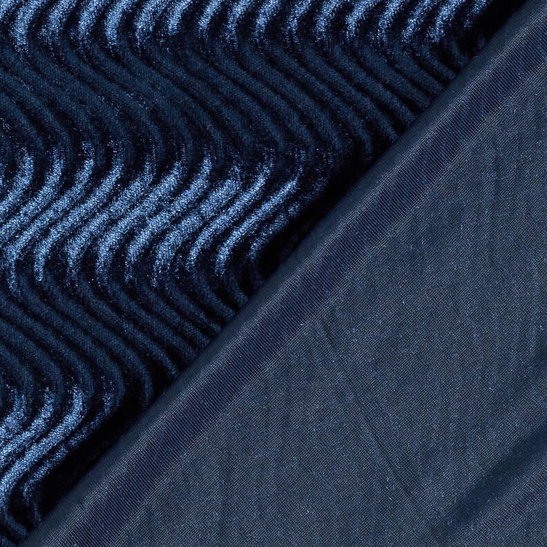 Onde in rilievo in velluto elasticizzato – blu marino,  image number 4