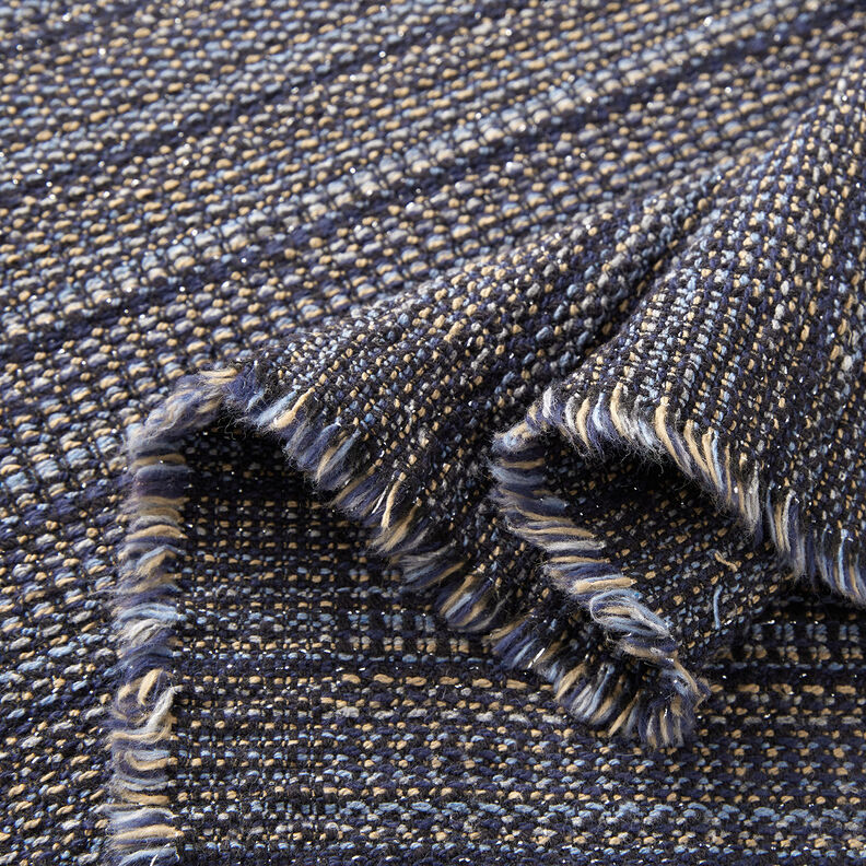Tessuto per cappotto testurizzato filato glitterato – blu notte/duna,  image number 3