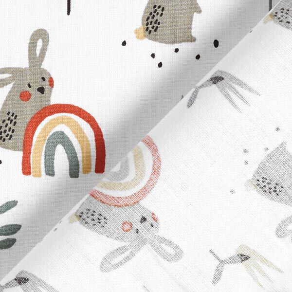 tessuti in cotone cretonne coniglio e arcobaleno – bianco/talpa, image number 4
