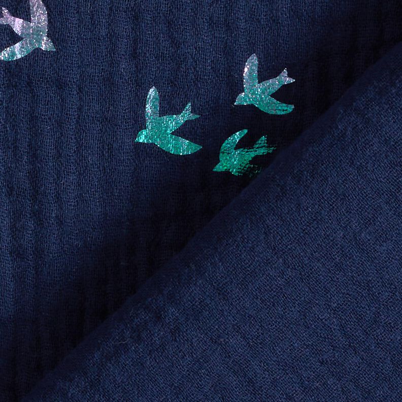 mussolina / tessuto doppio increspato Rondini stampa laminata | Poppy Fabrics – blu notte/mix di,  image number 4