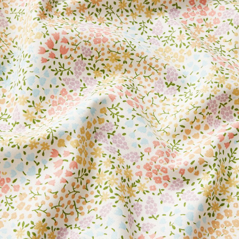 tessuto arredo mezzo panama Mini fiori colorati – avorio/rosa,  image number 2