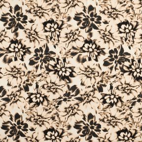 misto lino viscosa Fiori sfocati in stampa digitale – beige chiaro/nero, 