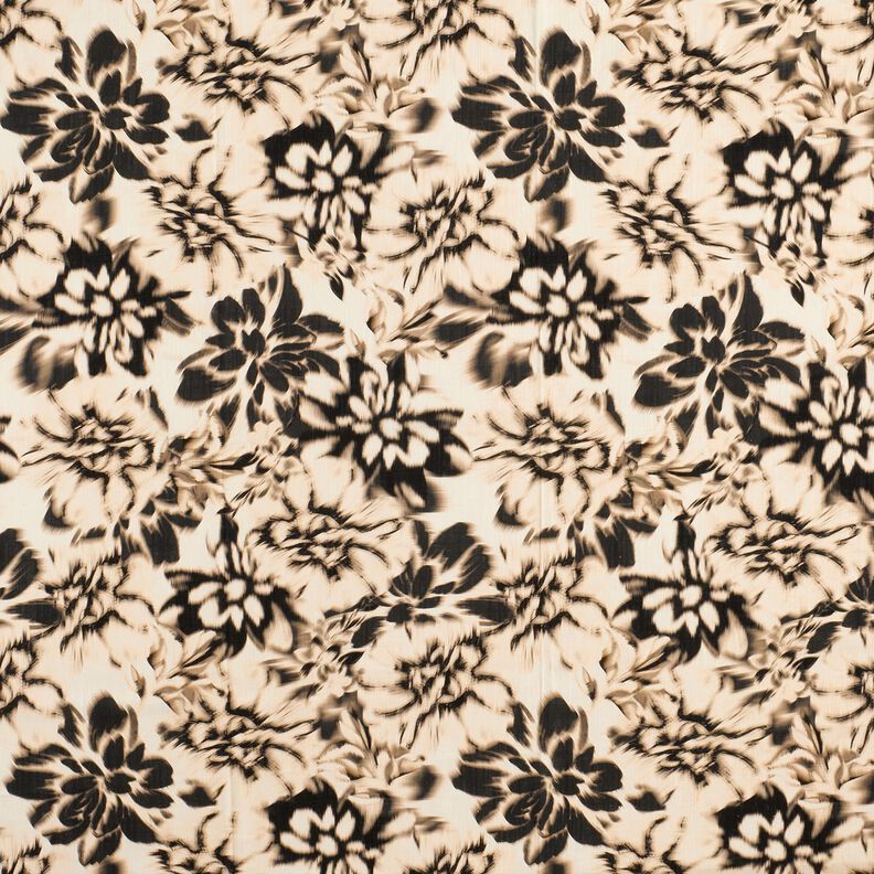 misto lino viscosa Fiori sfocati in stampa digitale – beige chiaro/nero,  image number 1