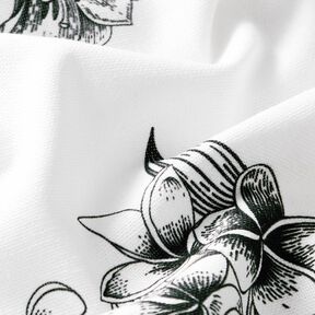 tessuto arredo mezzo panama Fiori pittoreschi – bianco/nero, 