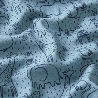 jersey di cotone animali della giungla bicolore – blu acciaio, 