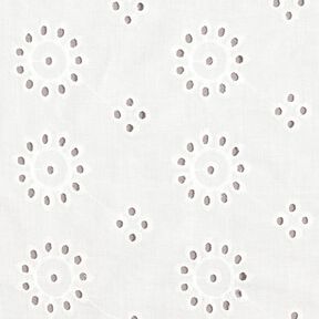 Tessuto in cotone con ricamo forato floreale – bianco, 