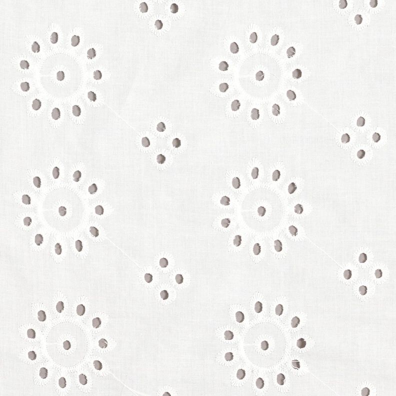 Tessuto in cotone con ricamo forato floreale – bianco,  image number 1