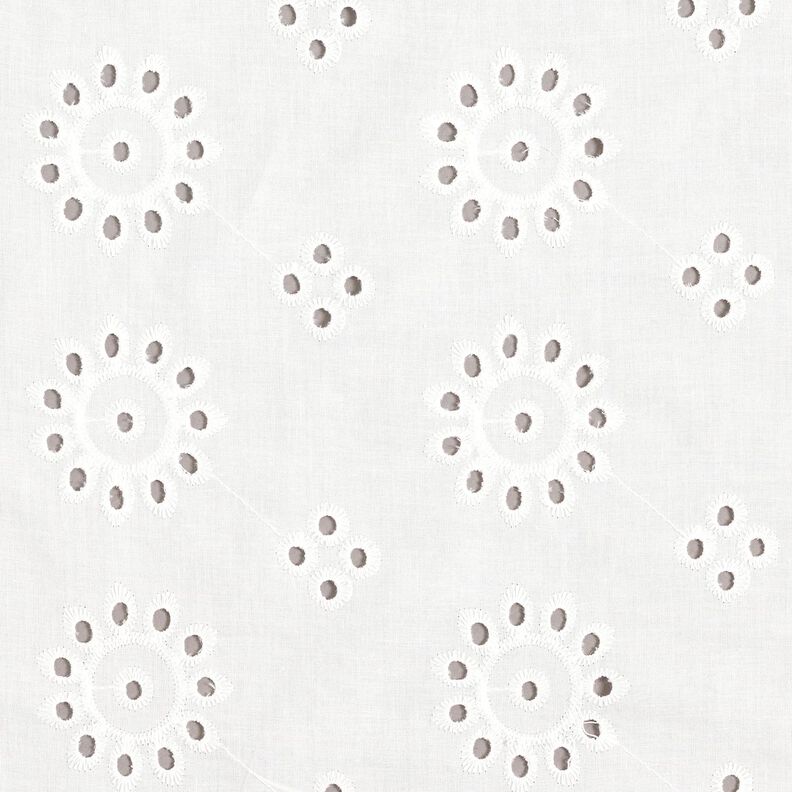 Tessuto in cotone con ricamo forato floreale – bianco,  image number 1