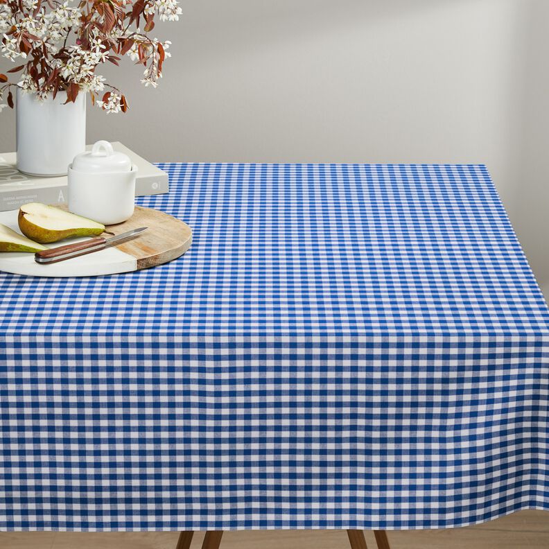 tessuto in cotone Quadro vichy 1 cm – blu reale/bianco, image number 7