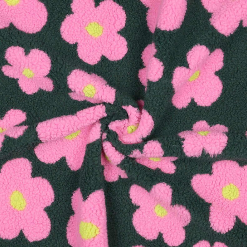 tessuto peluche fiori | Poppy Fabrics – verde scuro/pink,  image number 4