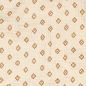 GOTS mussolina / tessuto doppio increspato Motivo a rombi Boho  | Poppy Fabrics – crema/cannella, 