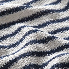 Bouclé in maglia a righe, glitterato – bianco/blu marino, 