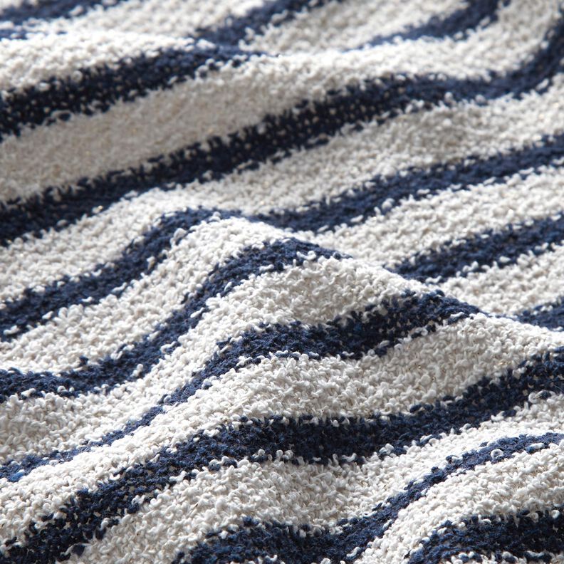 Bouclé in maglia a righe, glitterato – bianco/blu marino,  image number 2