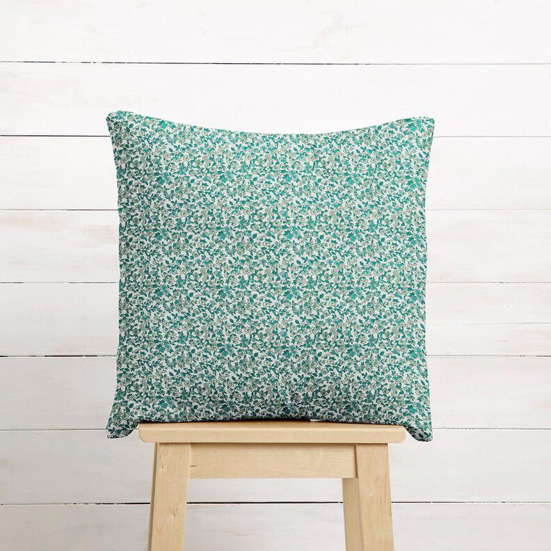 tessuto in cotone cretonne Numerosi fiori – petrolio/bianco,  image number 7