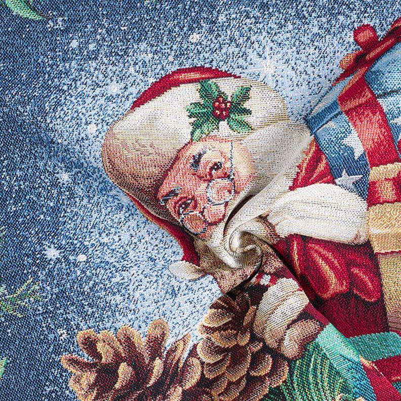 taglio di tessuto gobelin scambio dei regali a Natale, lurex – blu/verde, image number 3