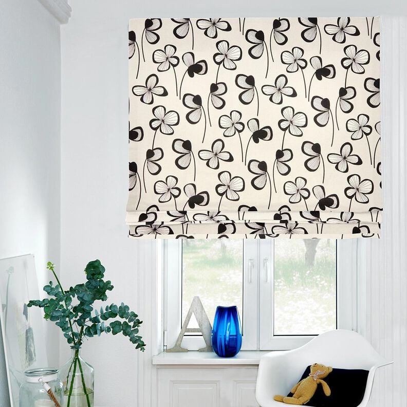 tessuto arredo mezzo panama Trifoglio astratto &ndash; naturale/nero,  image number 5