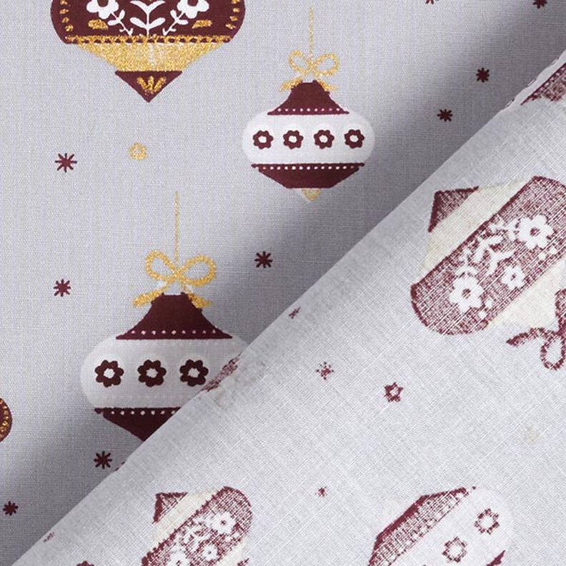 tessuto in cotone popeline palline con punta per albero di Natale – grigio/oro,  image number 4