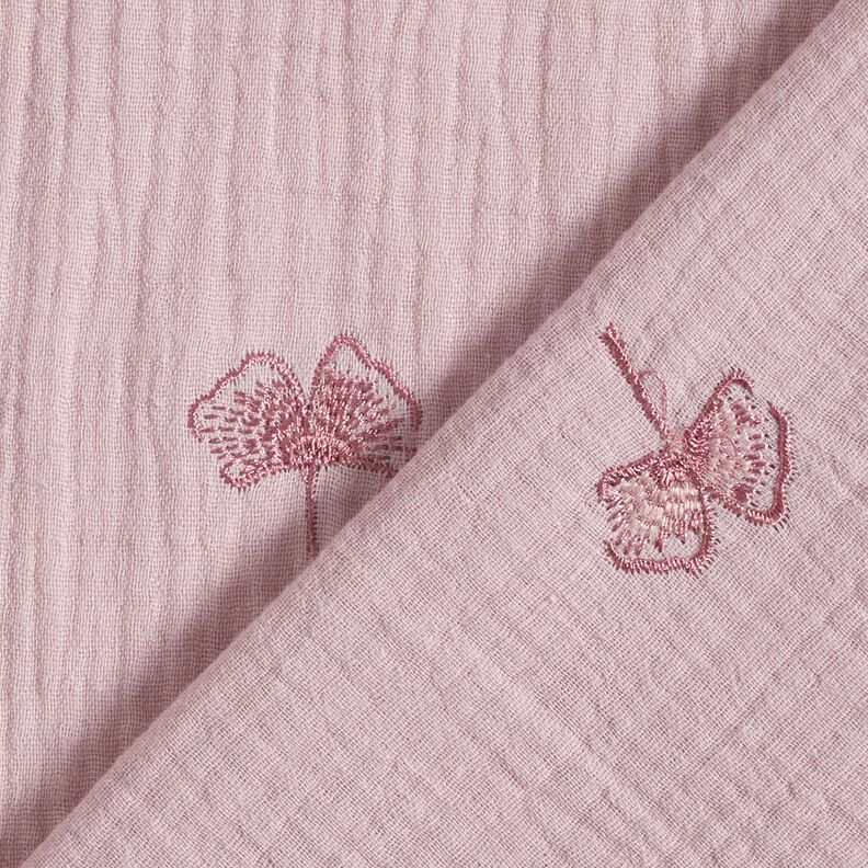 mussolina / tessuto doppio increspato Ginkgo ricamato – rosa antico chiaro,  image number 4