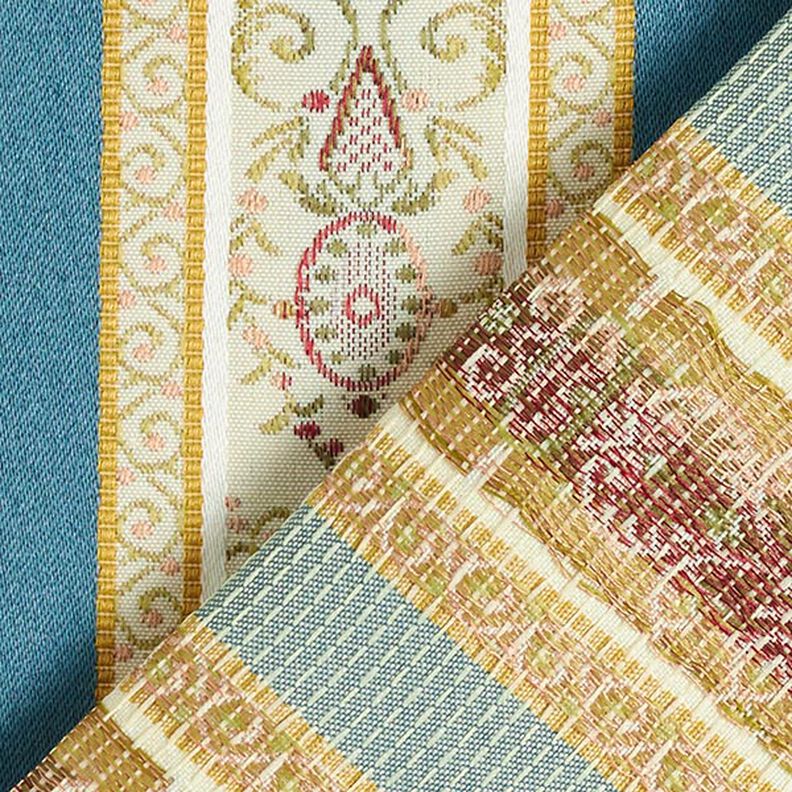 tessuto per arredi, jacquard, righe in stile Biedermeier – crema/blu,  image number 3